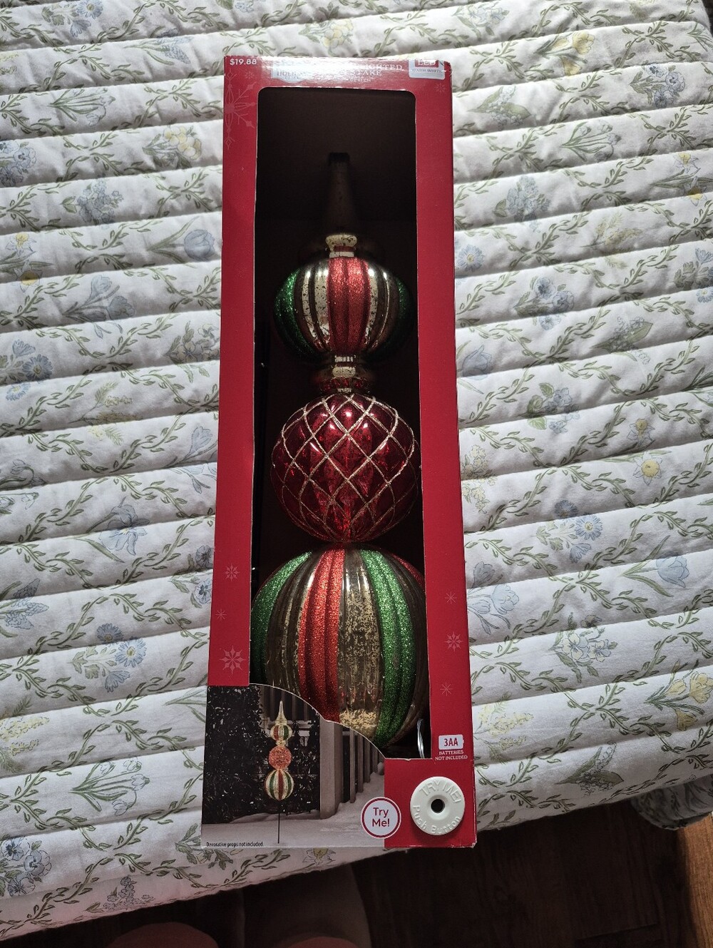 Holiday Triple-Globe Ornament - Red and Green